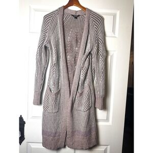 Simply Vera Vera Wang Longline Open Front Cardigan Mauve Knit Duster Sweater L